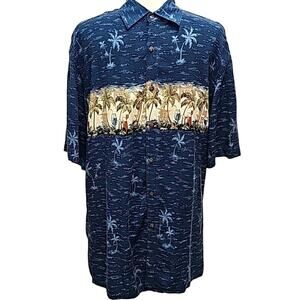 Windam Point Mens Multi Color Tropical Print Short Sleeve Button Front Shirt M